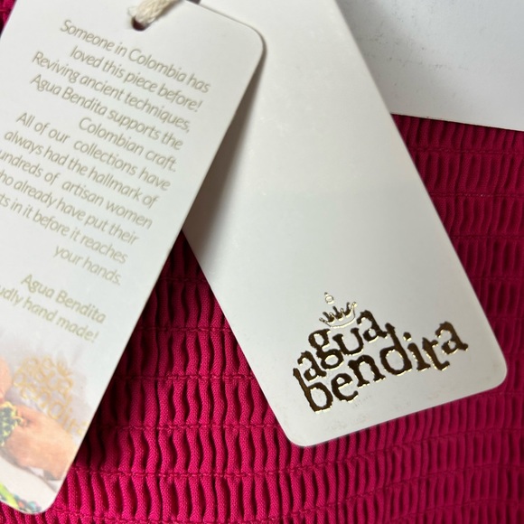 Agua Bendita Pink and White Palm Print Dress SZ small - Picture 8 of 9